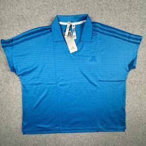 Adidas Womens Shirt Tennis Golf Pickleball Size XL Blue Short Crop Eco Conscious